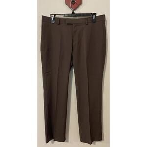 Axist Men’s 36x29 Brown Straight-Fit Flat-Front Casual Dress Pants! A1347